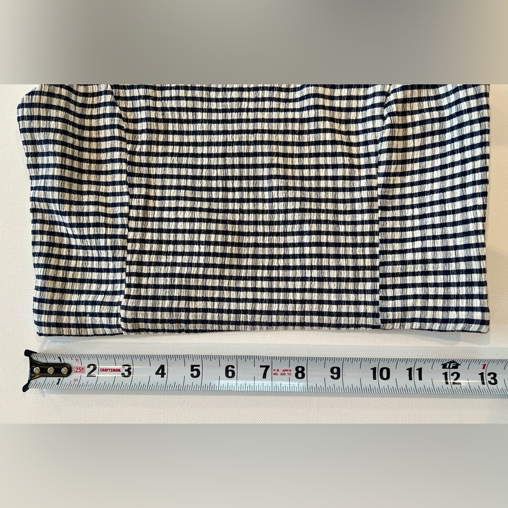 Lulu's Plaid White Navy Checkered Crop Top Cotton Blend Size Small - Picture 6 of 14
